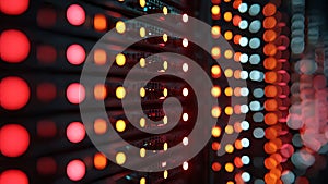 Abstract Server Rack Lights Blinking In Data Center (ai generated)