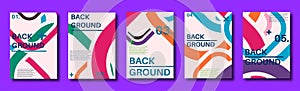 Abstract set of backgrounds with colorful round lines.