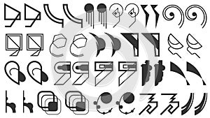 Abstract Set Collection Black Quotemarks Speech Punctuation Excerpt Remarks Icons Vector Design