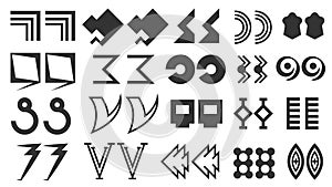 Abstract Set Collection Black Quotemarks Speech Punctuation Excerpt Remarks Icons Vector Design