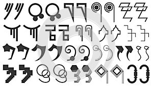 Abstract Set Collection Black Quotemarks Speech Punctuation Excerpt Remarks Icons Vector Design