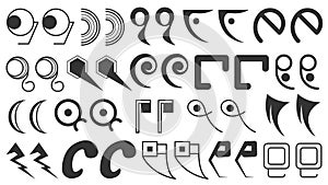 Abstract Set Collection Black Quotemarks Speech Punctuation Excerpt Remarks Icons Vector Design