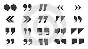 Abstract Set Collection Black Quotemarks Speech Punctuation Excerpt Remarks Icons Vector Design