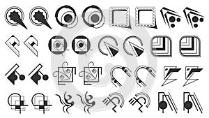 Abstract Set Collection Black Quotemarks Speech Punctuation Excerpt Remarks Icons Vector Design