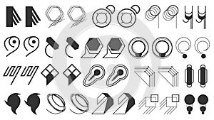 Abstract Set Collection Black Quotemarks Speech Punctuation Excerpt Remarks Icons Vector Design