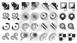 Abstract Set Collection Black Quotemarks Speech Punctuation Excerpt Remarks Icons Vector Design