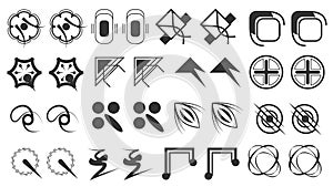 Abstract Set Collection Black Quotemarks Speech Punctuation Excerpt Remarks Icons Vector Design