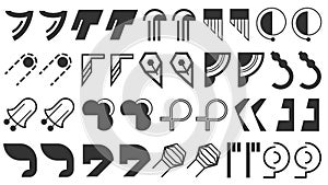 Abstract Set Collection Black Quotemarks Speech Punctuation Excerpt Remarks Icons Vector Design