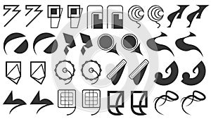 Abstract Set Collection Black Quotemarks Speech Punctuation Excerpt Remarks Icons Vector Design