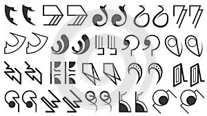 Abstract Set Collection Black Quotemarks Speech Punctuation Excerpt Remarks Icons Vector Design
