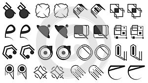 Abstract Set Collection Black Quotemarks Speech Punctuation Excerpt Remarks Icons Vector Design