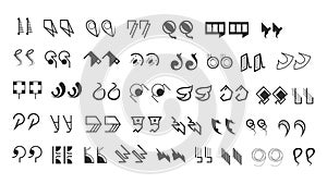 Abstract Set Collection Black Quotemarks Speech Punctuation Excerpt Remarks Icons Vector Design