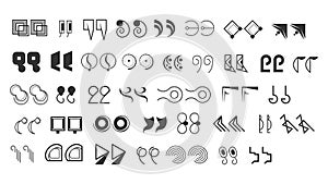 Abstract Set Collection Black Quotemarks Speech Punctuation Excerpt Remarks Icons Vector Design