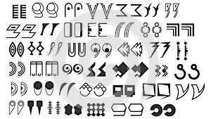 Abstract Set Collection Black Quotemarks Speech Punctuation Excerpt Remarks Icons Vector Design