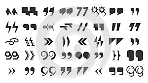 Abstract Set Collection Black Quotemarks Speech Punctuation Excerpt Remarks Icons Vector Design