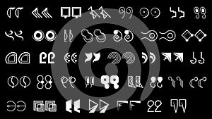 Abstract Set Collection Black Quotemarks Speech Punctuation Excerpt Remarks Icons Vector Design