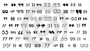 Abstract Set Collection Black Quotemarks Speech Punctuation Excerpt Remarks Icons Vector Design