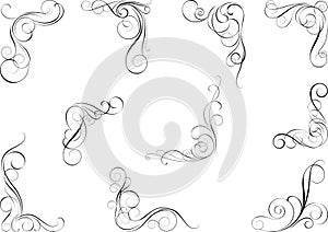 Abstract set of corner calligraphic design photo