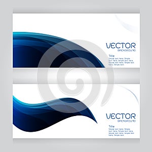 Abstract set header blue wave whit vector design on gray background