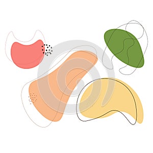 Abstract set of multocolored various trendy doodle shapes on white background
