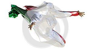 Abstract Shape Draped in the Italian Tricolor of Green, White, and Red