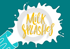 Abstract Shape of Milk Splashes. Vector Illustration of Milk Spilled from a Glass. Cartoon Background