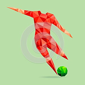 Abstract shape soccer player, polygonal.