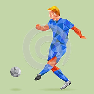 Abstract shape soccer player, polygonal.