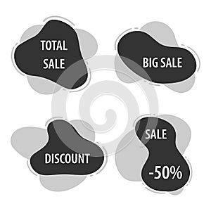Abstract shapes badges set. Fluid banner, template for poster, price, tag and discount. Vector image