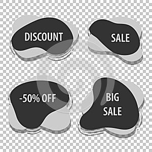 Abstract shapes badges set. Fluid banner, template for poster, price, tag and discount. Vector image