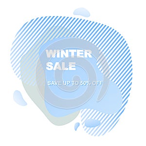 Abstract shapes blue form winter sale isolated on white background.