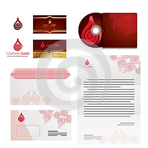 Abstract shapes and business cards and envelopes