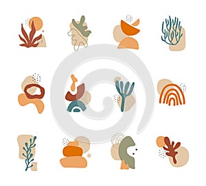 Abstract shapes collection. Set of hand drawn various geometric objects and doodle elements. Vector illustration in