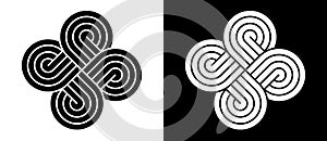 Abstract shapes with curved lines. Black lines on a white background and white lines on the black side