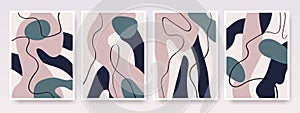 Abstract shapes hand drawn set. Contemporary modern trendy vector backgrounds.