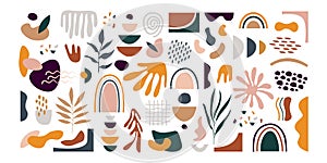 Abstract shapes mega set. Doodle hand drawn organic elements trendy contemporary style, cute scribble design. Vector illustration