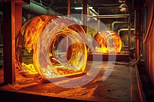 abstract shapes of molten glass in a furnace
