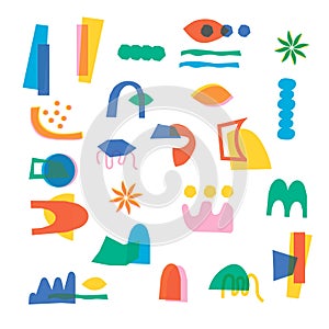 Abstract shapes pattern. Double risographic effect. Vector design.