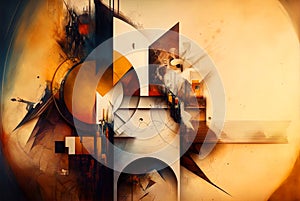 Abstract shapes retro composition in 20s avantrgarde or futurism style. Retro background with surreal mindbending photo