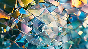 Abstract Shattered Glass Fragments Refraction Artwork in Vibrant Colors