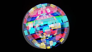 Abstract Shimmering Neon Floating Disco Ball.
