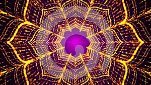 Abstract Shine Art Orange Purple Padma Mandala Glitter Sparkle Lines Tunnel View With Purple Light Beam Background