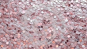 Abstract shiny background with pink glitter. Scattered confetti sparkles with light rose pastel color. Generated AI.