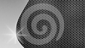 Abstract Shiny Brushed Silver on Hexagonal Metal Mesh Background