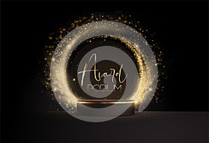 Abstract shiny color gold Circle Frame and Podium design element