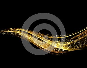 Abstract shiny color gold wave design element