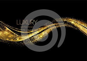 Abstract shiny color gold wave design element