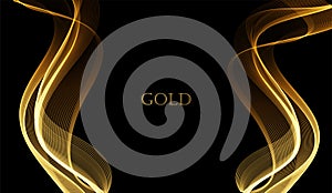 Abstract shiny color gold wave design element