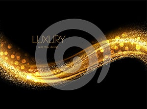 Abstract shiny color gold wave design element