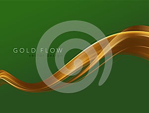 Abstract shiny color gold wave design element